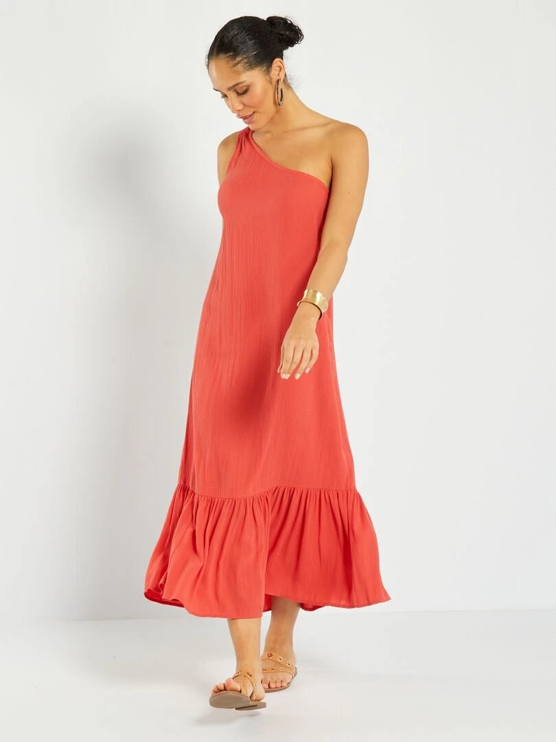 Robe Longue One Shoulder En Maille Crêpe – Image 2